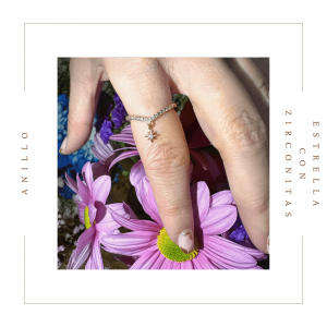 Anillo bañado en oro con estrella y zirconita