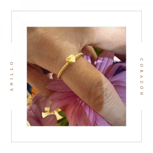 Anillo de plata con forma de corazón en plata y dorado