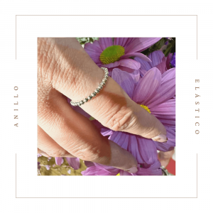 Anillo de plata elástico con bolitas