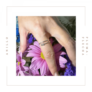Anillo de plata con pluma y flecha