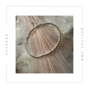 Pulsera de plata de bolitas de 3mm